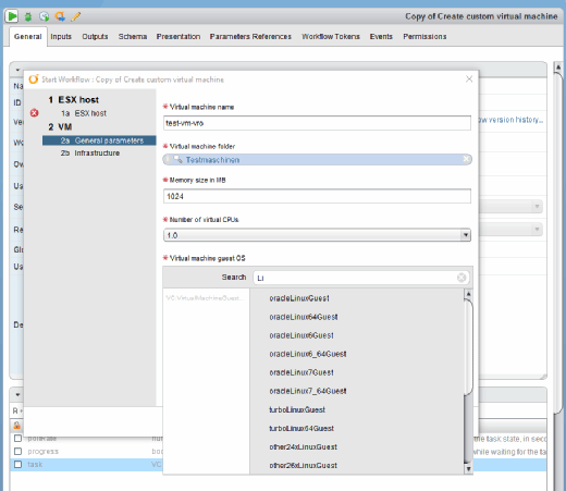 Allgemeine Konfigurationsmöglichkeiten des VM-Workflows.